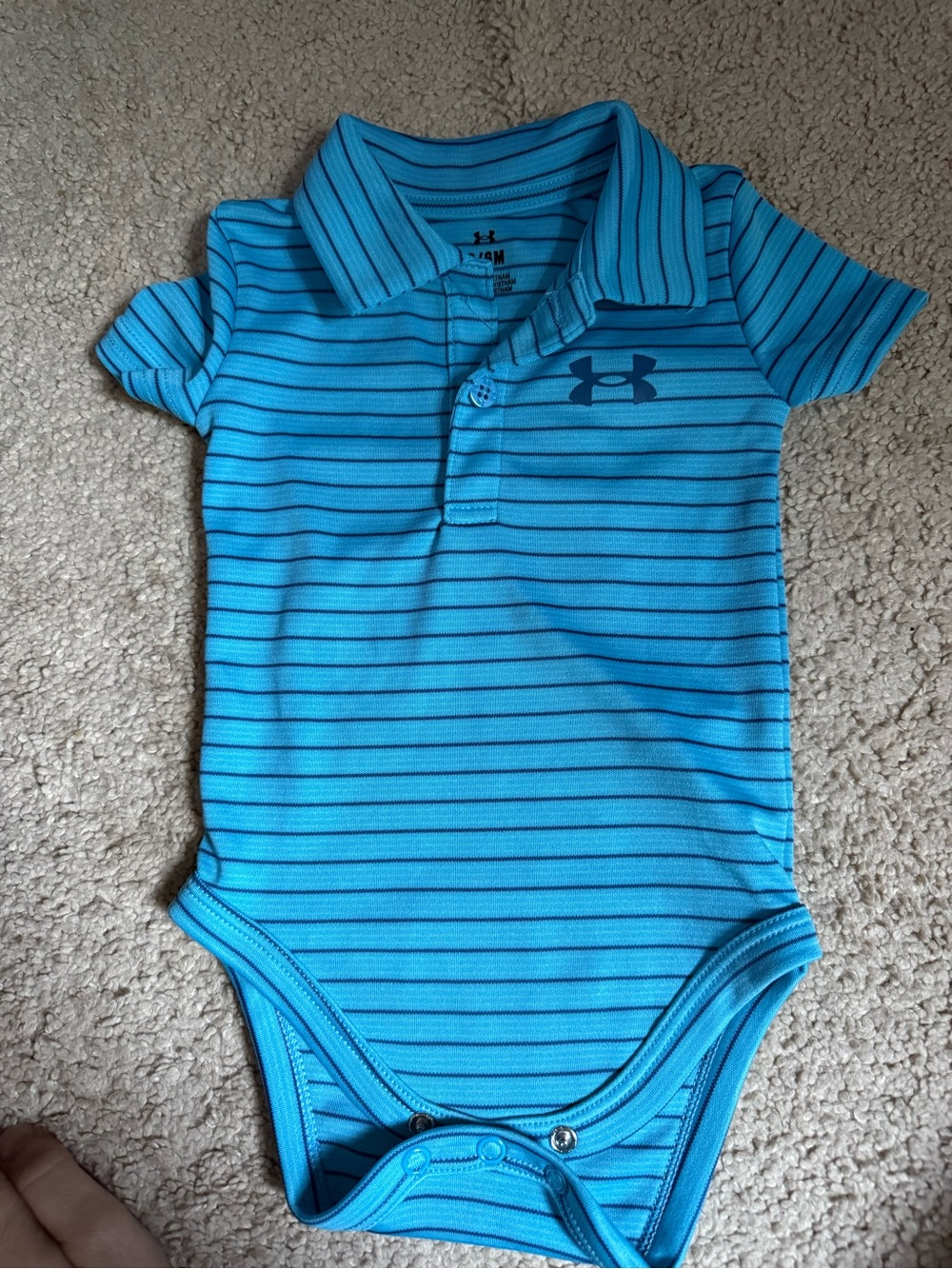 Under Armour Teal Blue Stripe Polo Baby One-Piece Bodysuit size 3-6